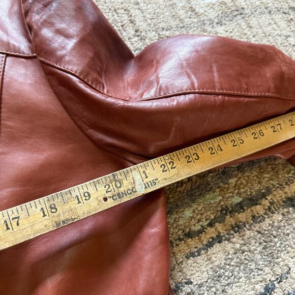 Men's Vintage 70's Remy Leather Cognac Brown City Jacket Coat Sz 44 Long Large - Picture 4 of 12